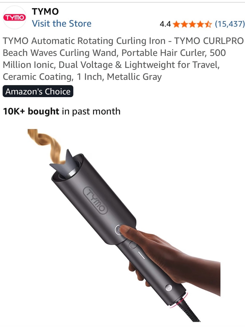 Metallic Gray Automatic Rotating Curling Iron